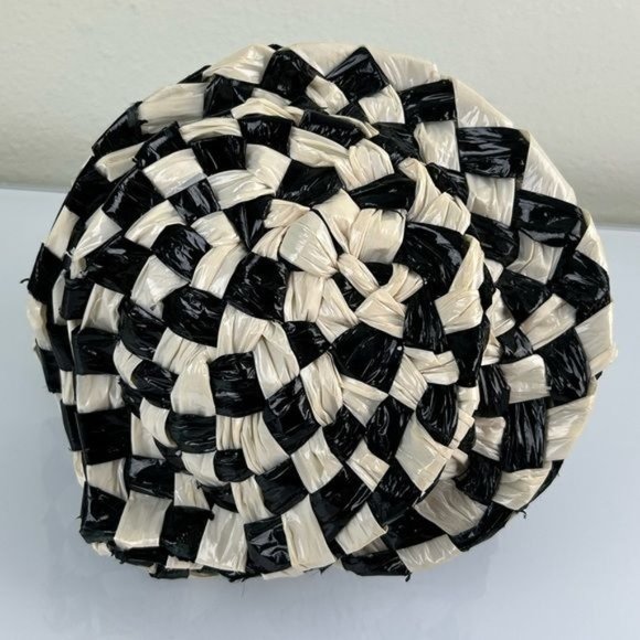 Vintage Original Shorlon Model Mod Weaved Lace Lined Hat Black & White main image 16